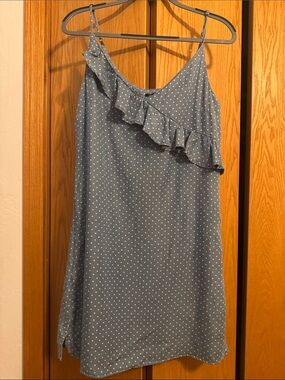 Velvet Heart Light Blue Polka Dot One-Shoulder Ruffle Dress